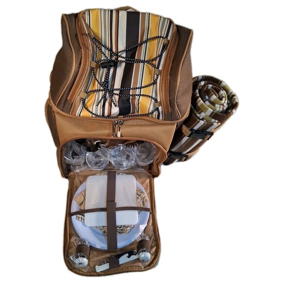 Hap Tim Picnic Basket Backpack for 2 Person with 2 Insulated Cooler Compartme... - Picture 6 of 7